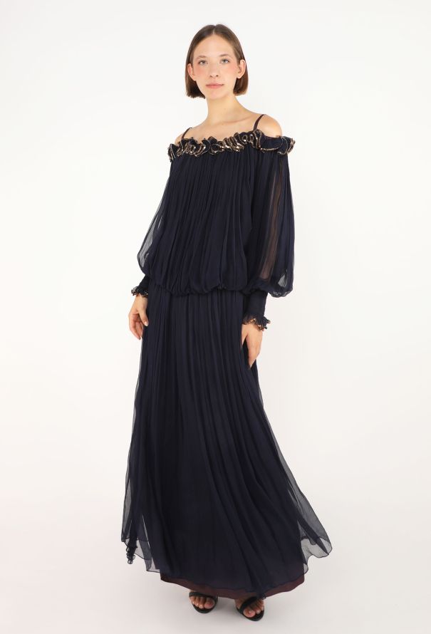 Jean Varon Grecian Chiffon Dress, 1970 - 1