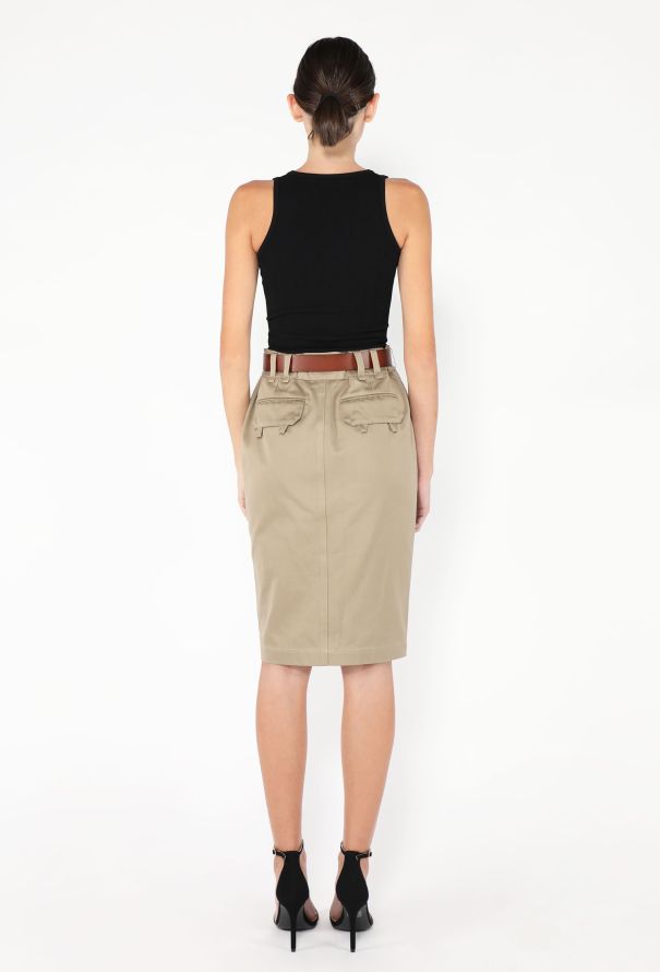 Saint Laurent S/S 2024 Belted Gabardine Pencil Skirt - 5