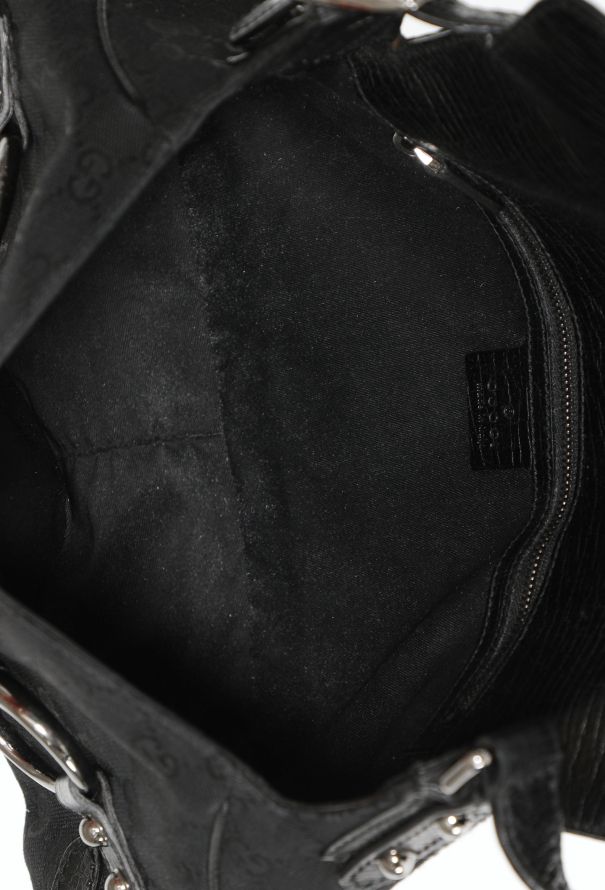 Gucci 2003 'GG' Canvas Horsebit Shoulder Bag - 12