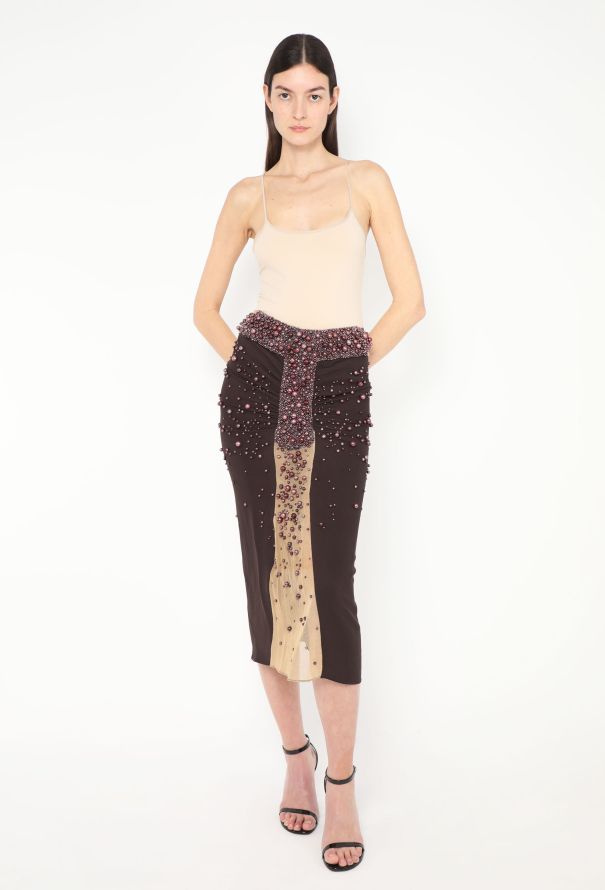 Chloé F/W 2001 Embellished Silk Skirt - 1