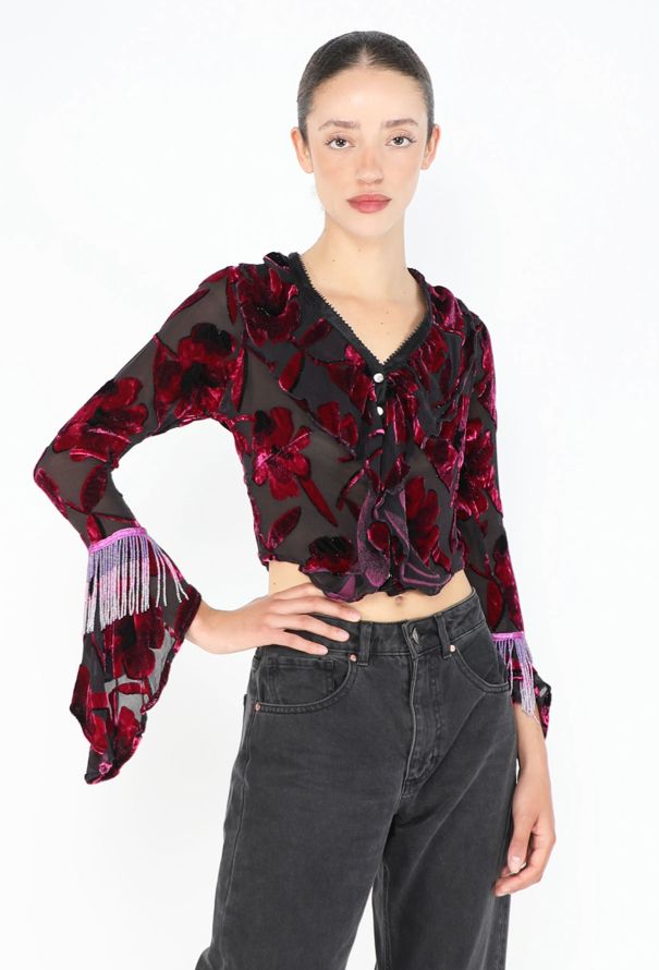 Voyage Dévoré Velvet Blouse, 1990s - 1