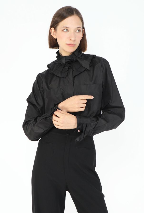 Chanel Silk Taffeta Jabot Blouse - 1