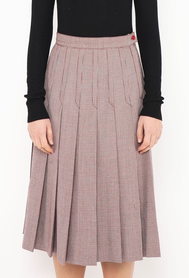 Valentino 1973 Houndstooth Pleated Skirt - 3