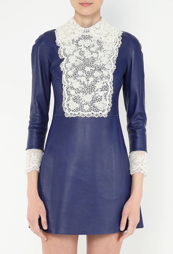 Valentino F/W 2013 Beaded Lace Leather Dress - 1