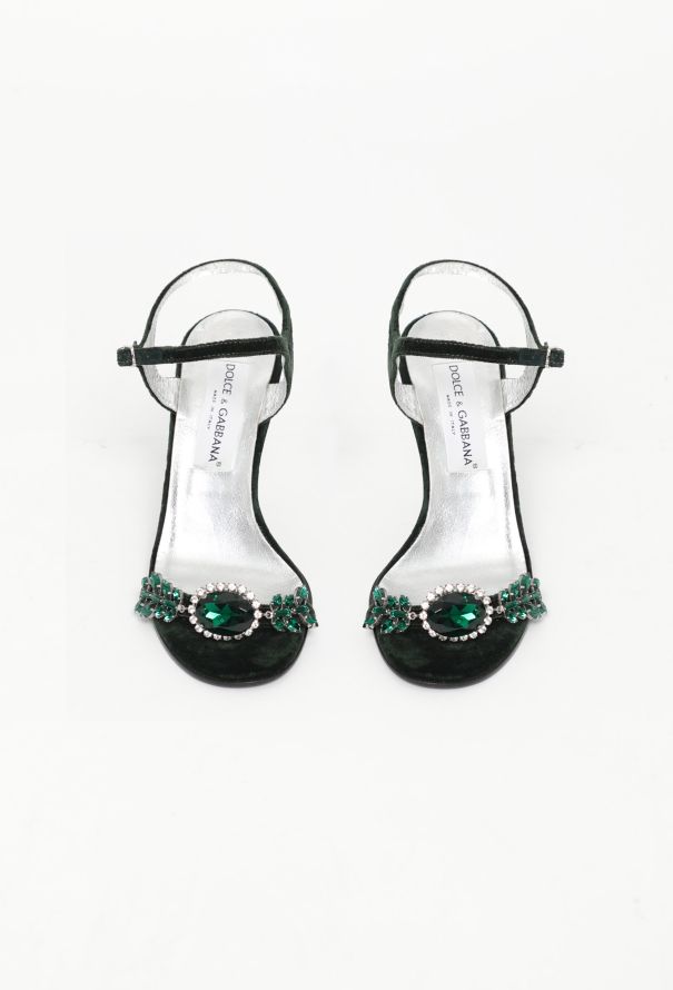 Dolce & Gabbana Jewel Embellished Velvet Sandals - 3