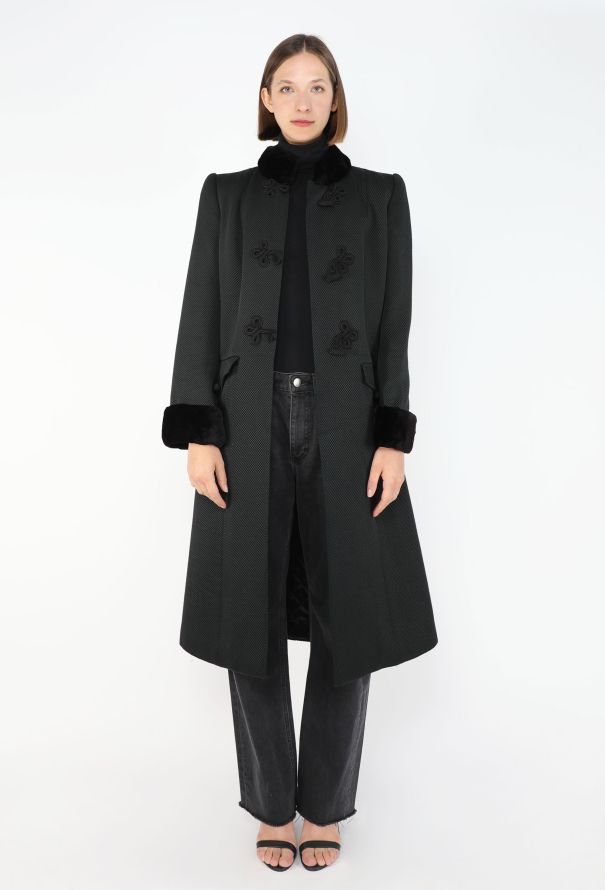 Valentino Vintage Fur Trim Toggle Coat - 5