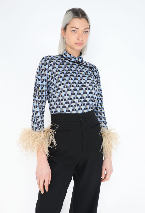 Prada S/S 2017 Graphic Ostrich Feather Top - 4