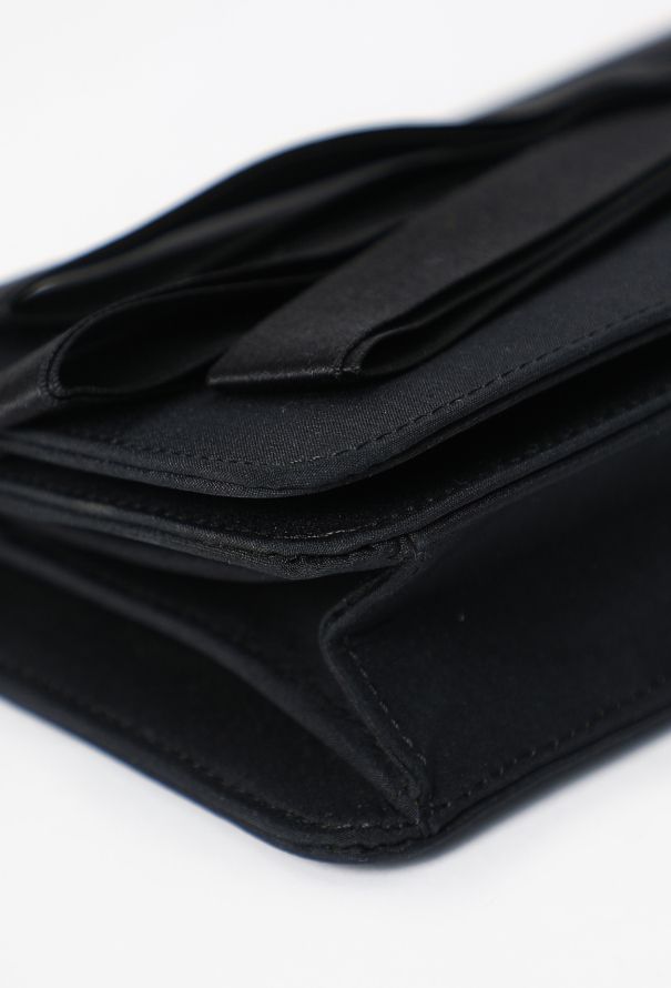 Chanel Black Satin Bow Flap Clutch - 9