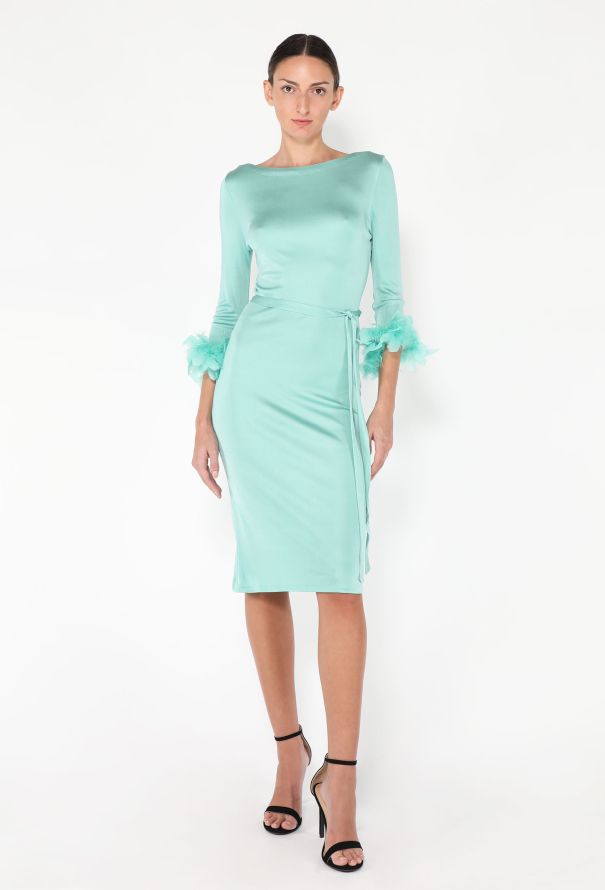 Prada Organzine Feather Trim Dress - 4 Prada Organzine Feather Trim Dress - 4