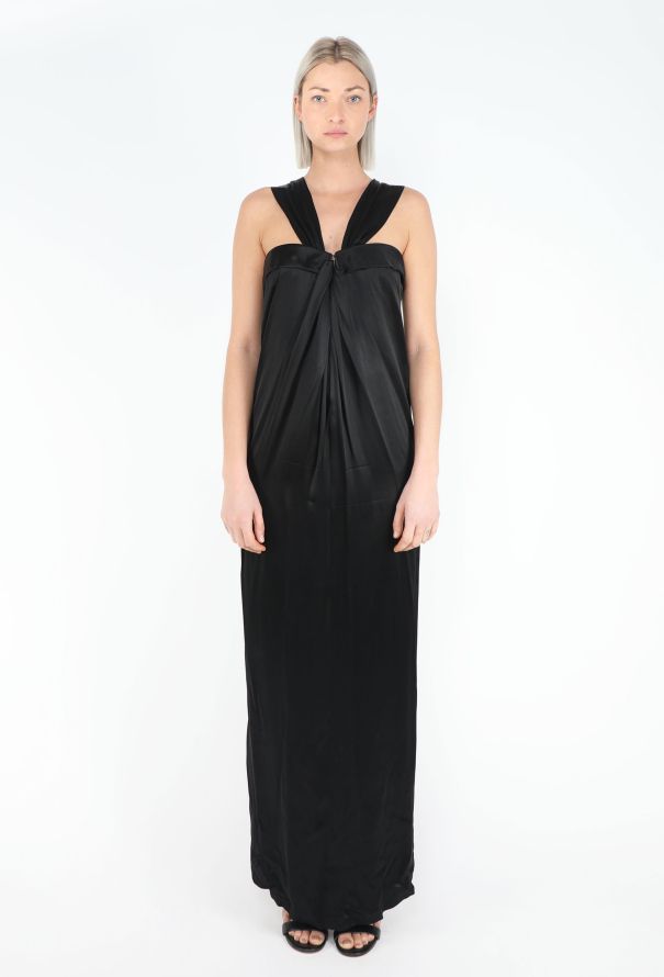 Saint Laurent RARE S/S 1990 Draped Halter Column Gown - 1