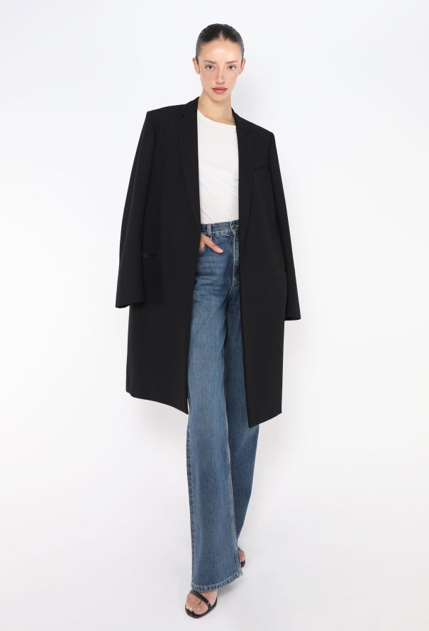 Céline Black Grain de Poudre Crombie Coat - 3 Céline Black Grain de Poudre Crombie Coat - 3
