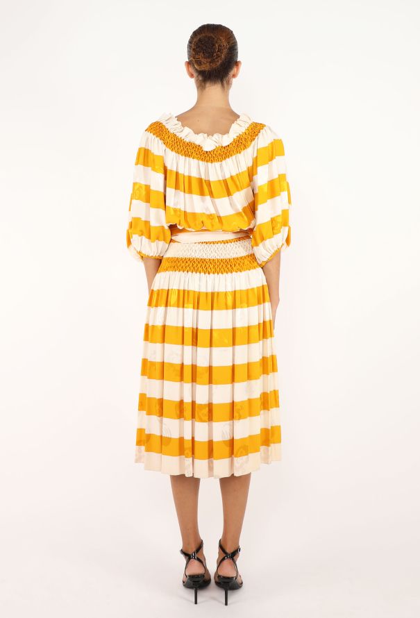 nina ricci striped knit dress Smocked Silk Dress, 1970s - Cinderella’s gown