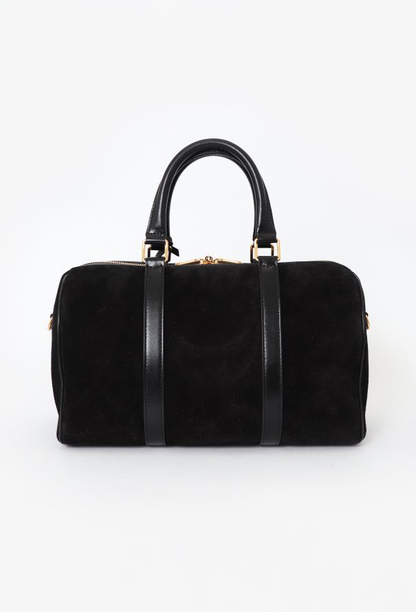 CELINE｜ (BOSTON IN SUEDE CALFSKIN (119573GGW 38NO)) LARGE BOSTON in SUEDE CALFSKIN - BLACK | CELINE