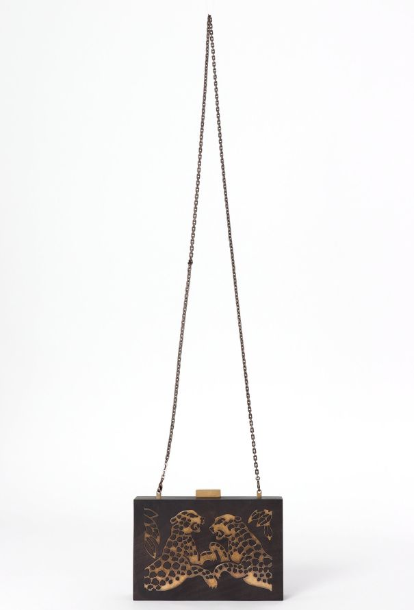 Valentino Cheetah Wood & Metal Minaudière - 3