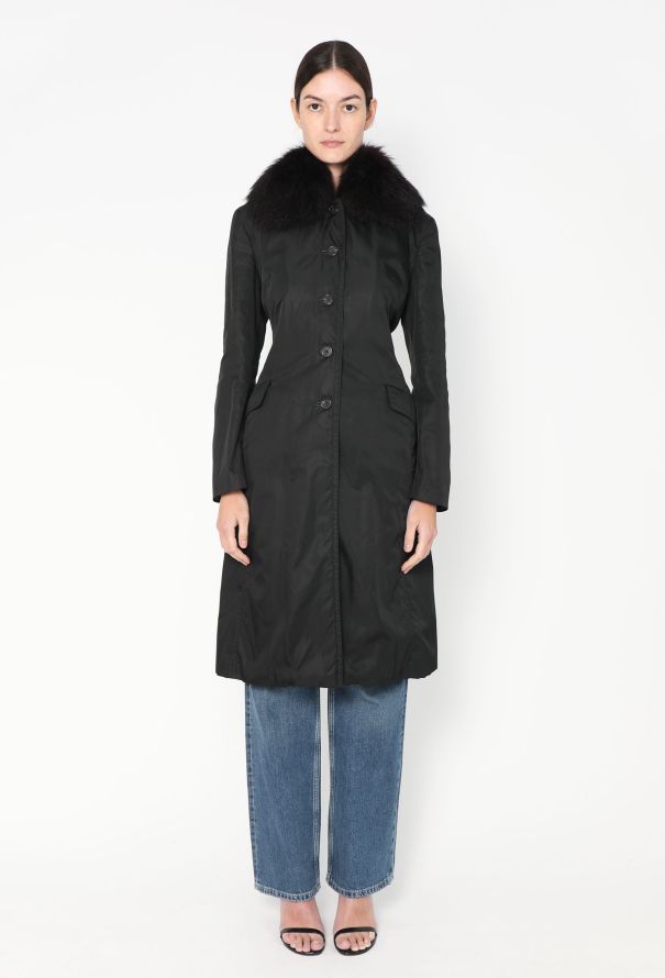 Prada '90s Rabbit Fur Lined Nylon Parka - 1