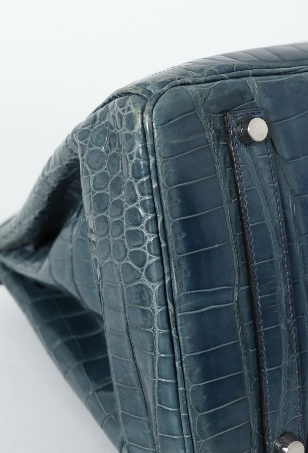 Hermès RARE 2005 Bleu Brighton Porosus Birkin 35 - 11