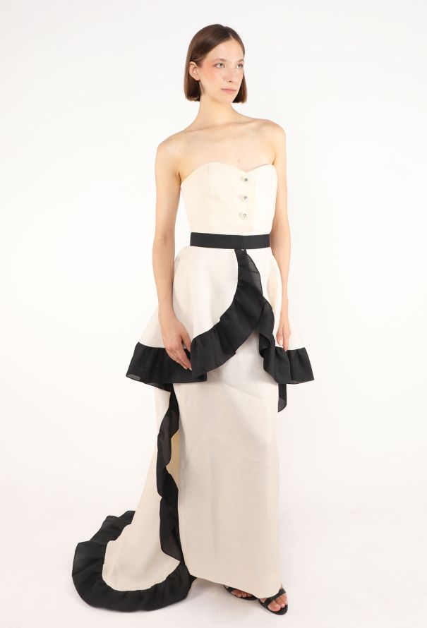 Givenchy Bicolor Silk Piqué Cape Ensemble, 1980s - 1