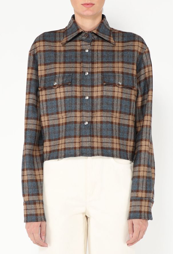 Prada 2025 Cropped Flannel Shirt - 1