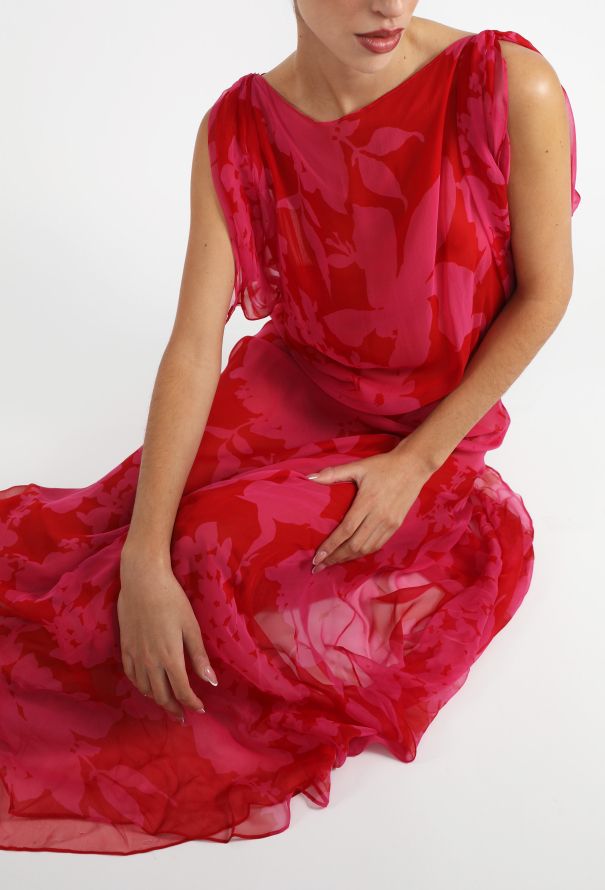 Saint Laurent STUNNING 1997 Elbaz Floral Chiffon Dress - 4