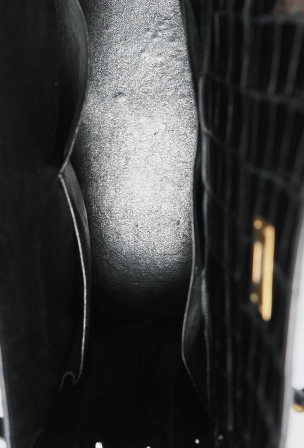 Hermès Rare 1970  Black Porosus Kelly Sellier 35 - 12