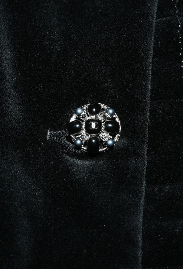 Chanel Velvet Hermine Fur Gripoix Jacket - 6
