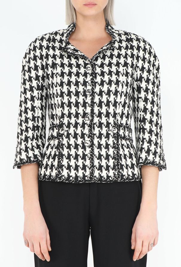 Chanel 2008 Houndstooth Tweed Jacket - 1