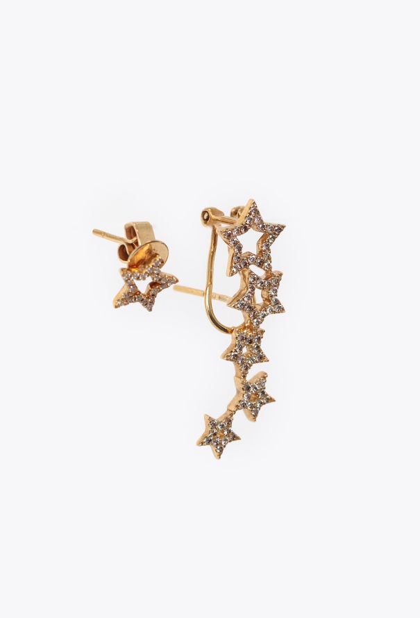 Modern Fine Jewelry Rosa de la Cruz 18k Yellow Gold & Diamond Star Earrings - 4