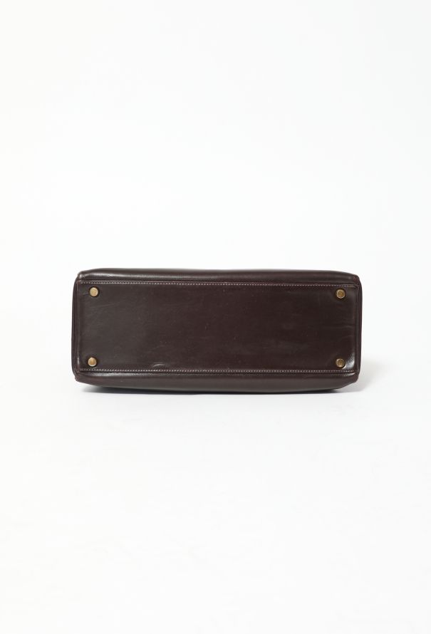 Hermés 32cm Kelly Retourne in Ebene Box Leather with Gold Hardware