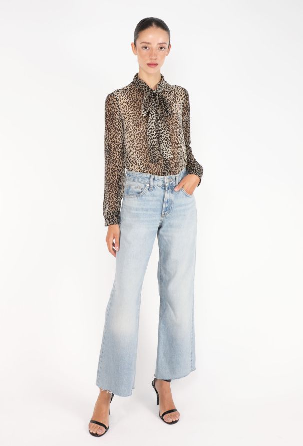 Saint Laurent Leopard Silk Lavallière Blouse - 4