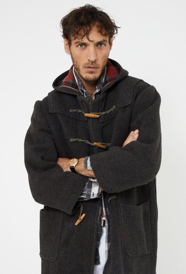 Men's Vintage 1950s French Hooded Duffle Coat - 1