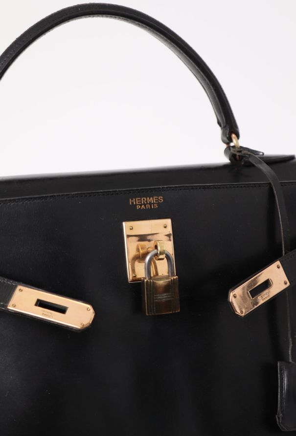 Hermès Vintage Black Box Kelly Retourné 35 - 13