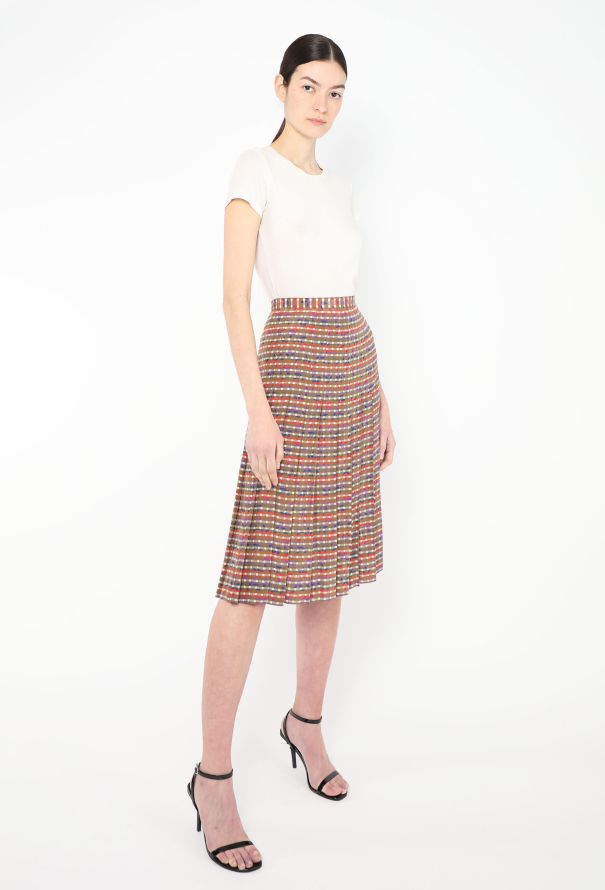 Céline '70s Abstract Pleated Silk Skirt - 3 Céline '70s Abstract Pleated Silk Skirt - 3