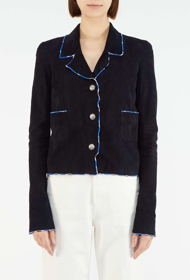 Chanel 2005 Suede Piped Trim Blazer - 2