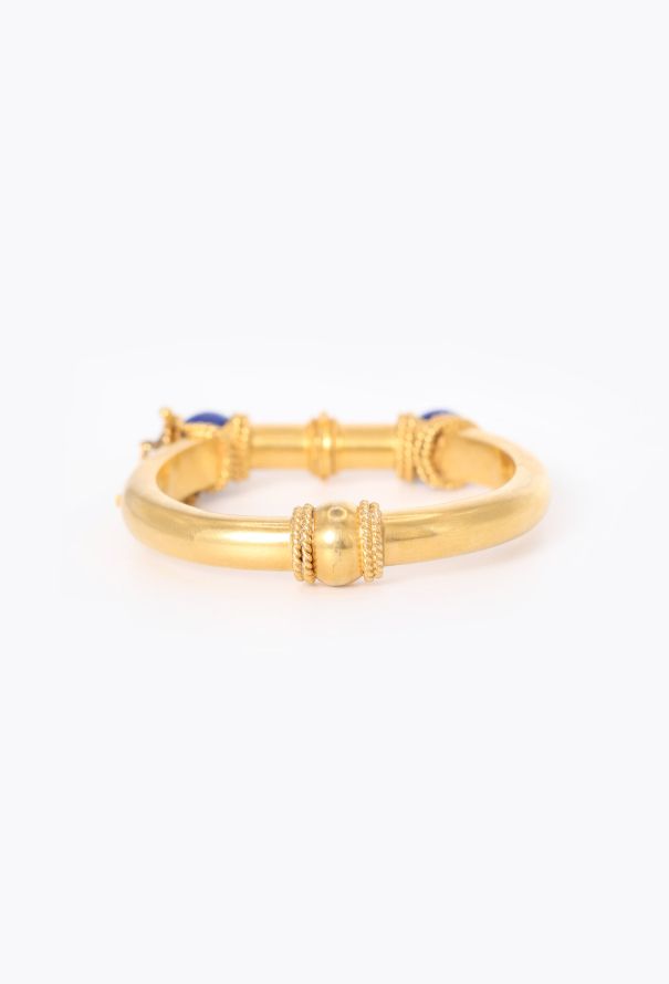 Vintage Fine Jewelry Antique 18k Yellow Gold & Lapis Lazuli Bangle - 5 Vintage Fine Jewelry Antique 18k Yellow Gold & Lapis Lazuli Bangle - 5