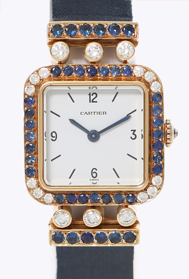 Cartier Ultra Rare 1988 Sonate Sapphires & Diamonds Watch - 3