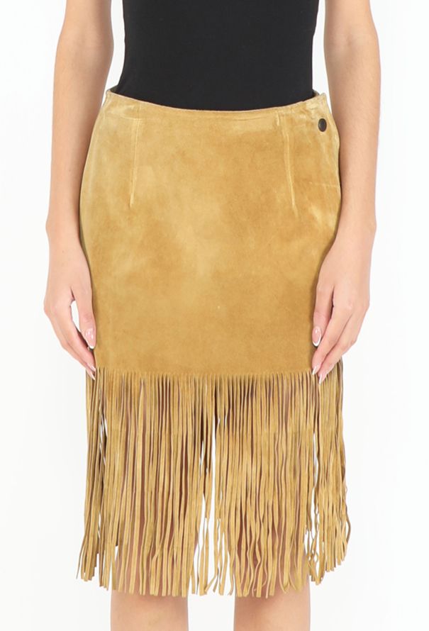 Romeo Gigli '90s Fringed Suede Skirt - 3