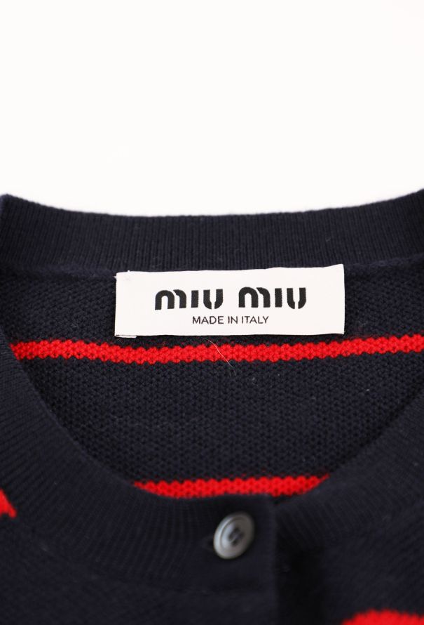 Miu Miu 2024 Striped Logo Cardigan - 6