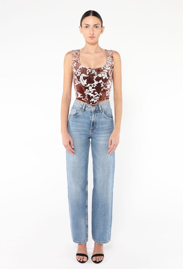 Vivienne Westwood RARE F/W 1990 Foiled Velvet Corset - 3