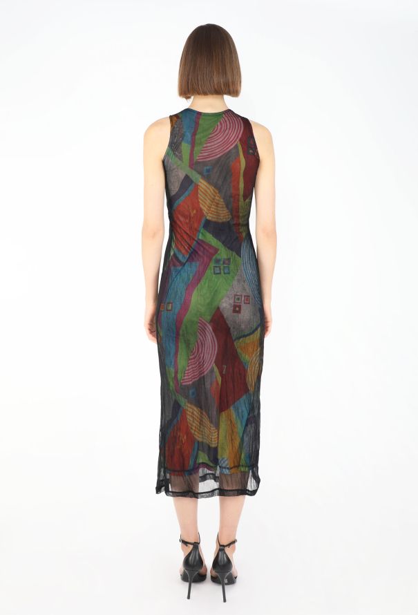 Yohji Yamamoto 1997 Graphic Mesh Overlay Dress - 5