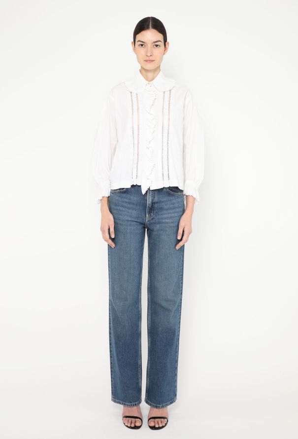 Antique 1920s Eyelet Cotton Blouse - 2