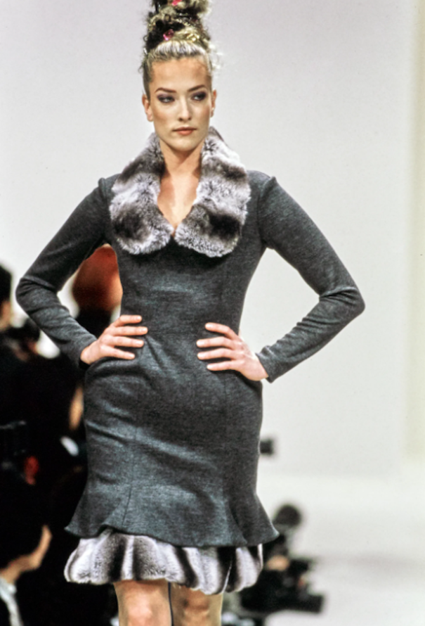 Vivienne Westwood F/W 1994 Fluted Fur Collar Dress - 2 Vivienne Westwood F/W 1994 Fluted Fur Collar Dress - 2