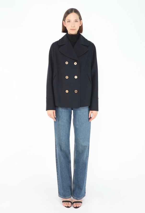Prada Double-Breasted Notched Peacoat - 1