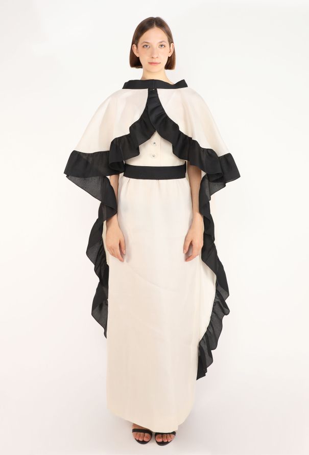 Givenchy Bicolor Silk Piqué Cape Ensemble, 1980s - 1