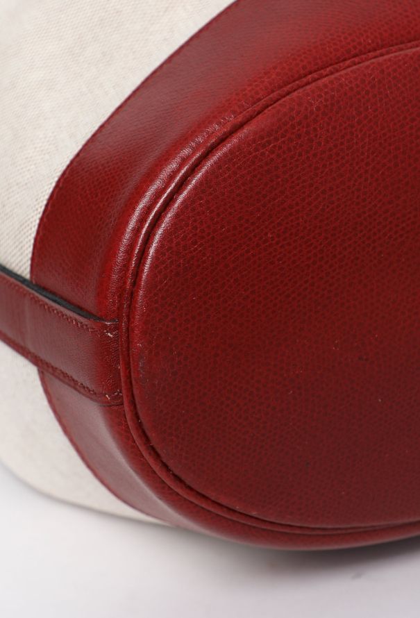 Hermès '90s Toile & 'Rouge H' Market Bag - 10