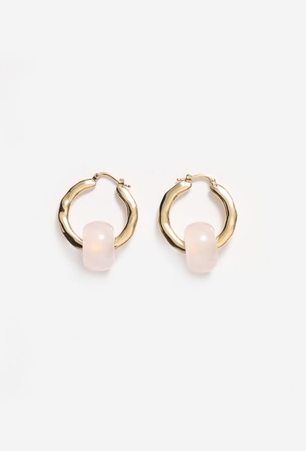 Jil Sander Rose Quartz Hoop Earrings - 1