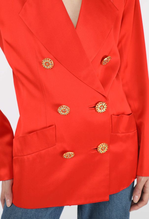 Saint Laurent F/W 1993 Silk Double-Breasted Blazer - 5