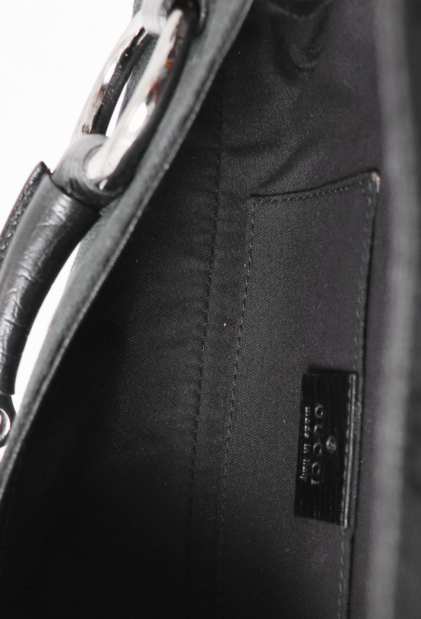 Gucci Black Horsebit Monogram Bag - 12