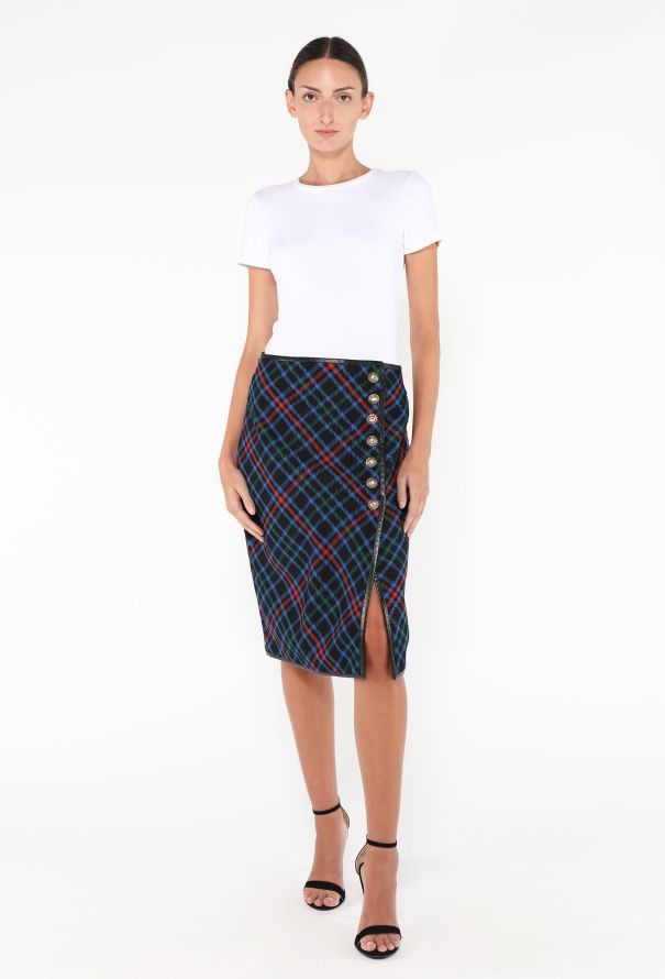 Saint Laurent F/W 2020 Plaid Wrap Skirt - 1