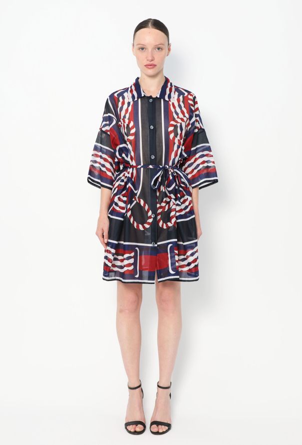 Hermès 2023 'Canoe Pareo' Belted Cotton Dress - 1