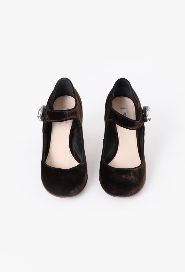 Prada Velvet Mary Jane Pumps - 3 Prada Velvet Mary Jane Pumps - 3